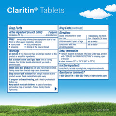 Claritin 10 mg loratadine tablet close-up indicating daily relief.