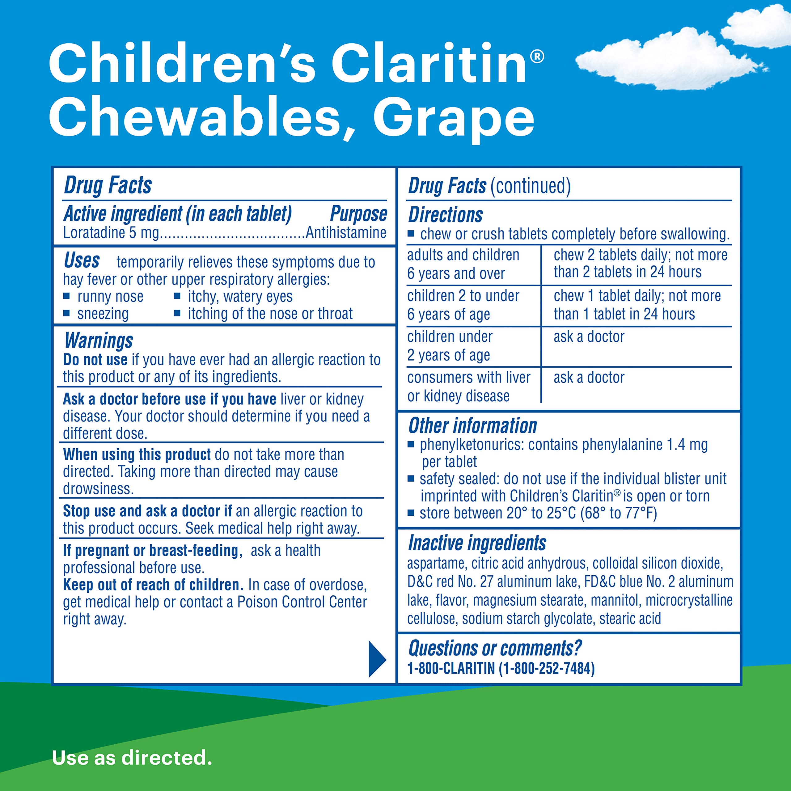Claritin Children's Chewables Grapes bottle closed for on-the-go use