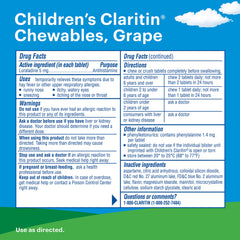 Claritin Children's Chewables Grapes bottle closed for on-the-go use