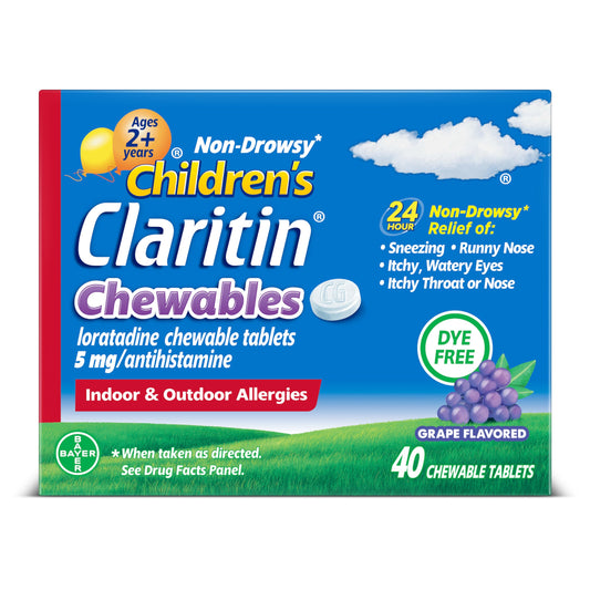 Claritin Children's chewables grape tablets for 24-hour relief