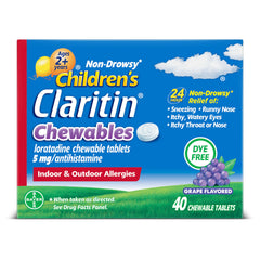 Claritin Children's chewables grape tablets for 24-hour relief