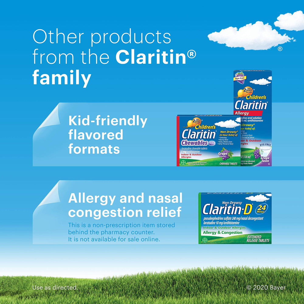 Claritin relief for runny nose during outdoor activity.
