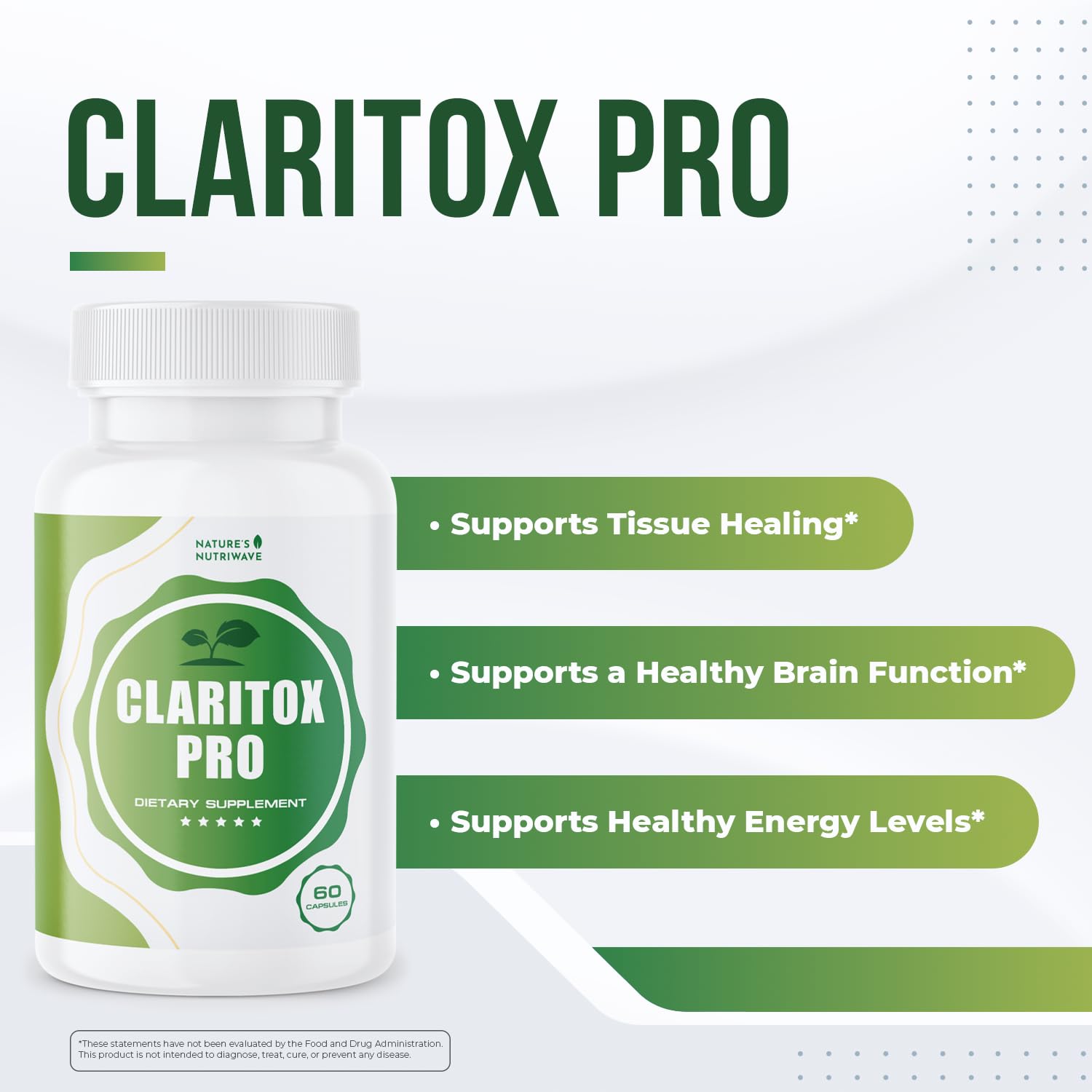 Claritox capsules closeup highlighting antioxidant-rich formula for daily vitality.
