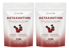 ClarityMD Astaxanthin 12mg softgels highlighting antioxidant support potential.