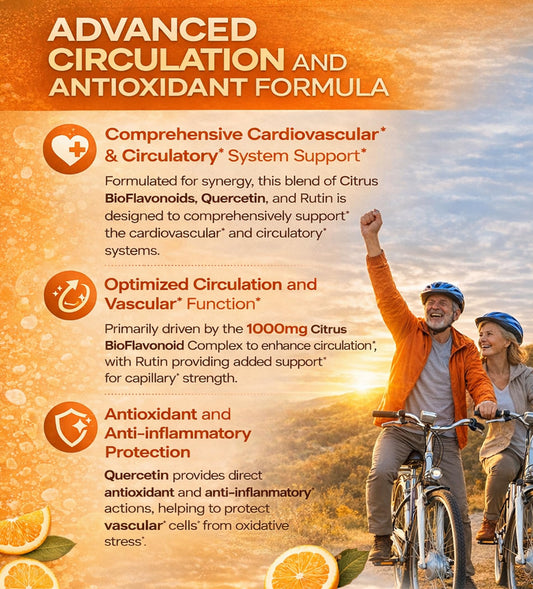 Clarusph bioflavonoids capsules close-up showcasing vegan antioxidant formulation.