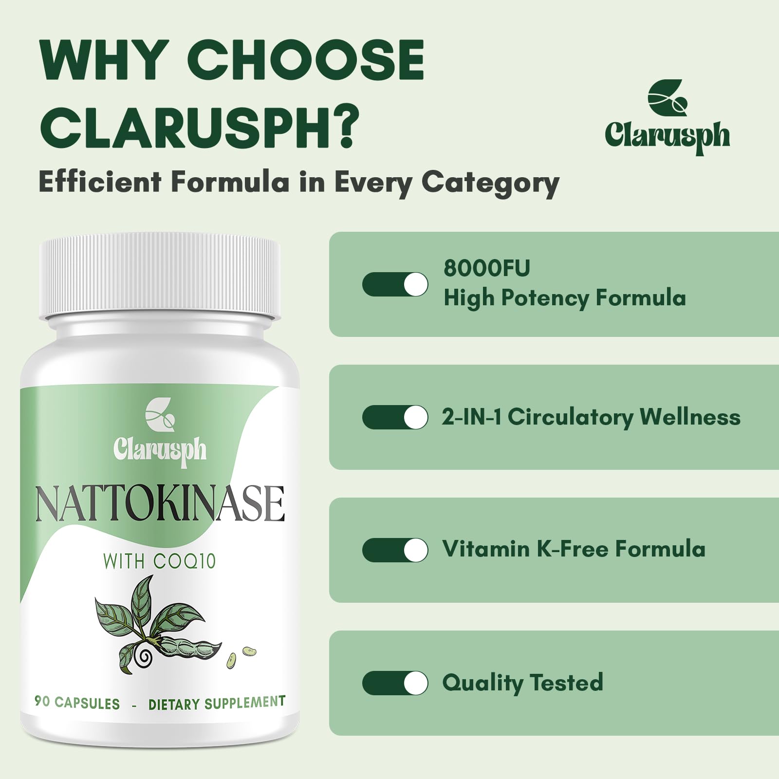Close-up of CoQ10 and nattokinase ingredients on label