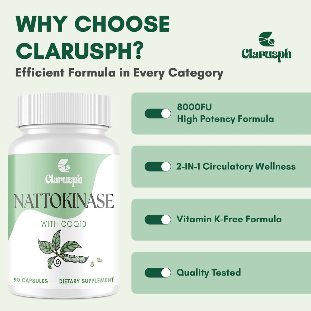 Close-up of CoQ10 and nattokinase ingredients on label