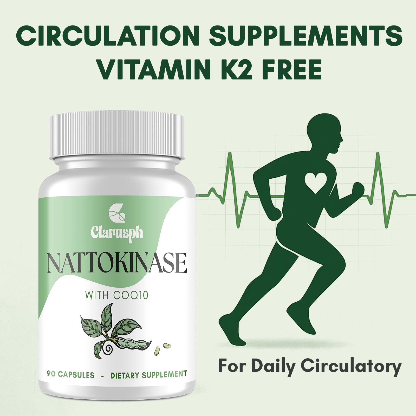 Clarusph nattokinase with CoQ10 capsules on bottle