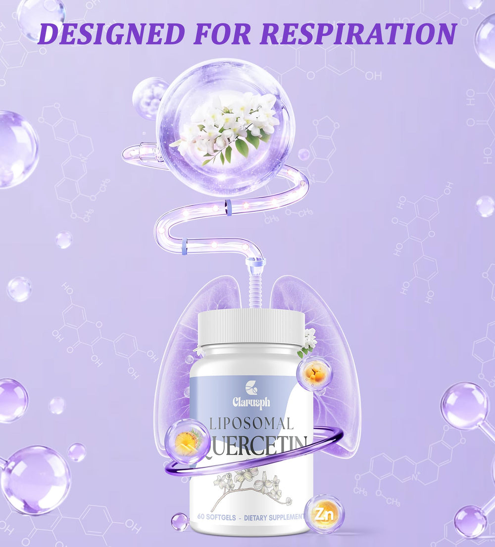 Clarusph Quercetin softgels closeup highlighting easy daily dosage.