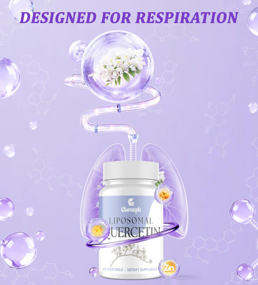 Clarusph Quercetin softgels closeup highlighting easy daily dosage.