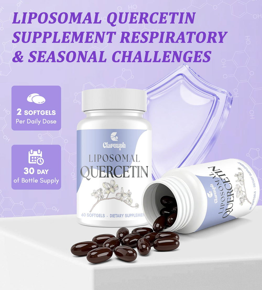 Clarusph Quercetin in-store display emphasizing respiratory support.