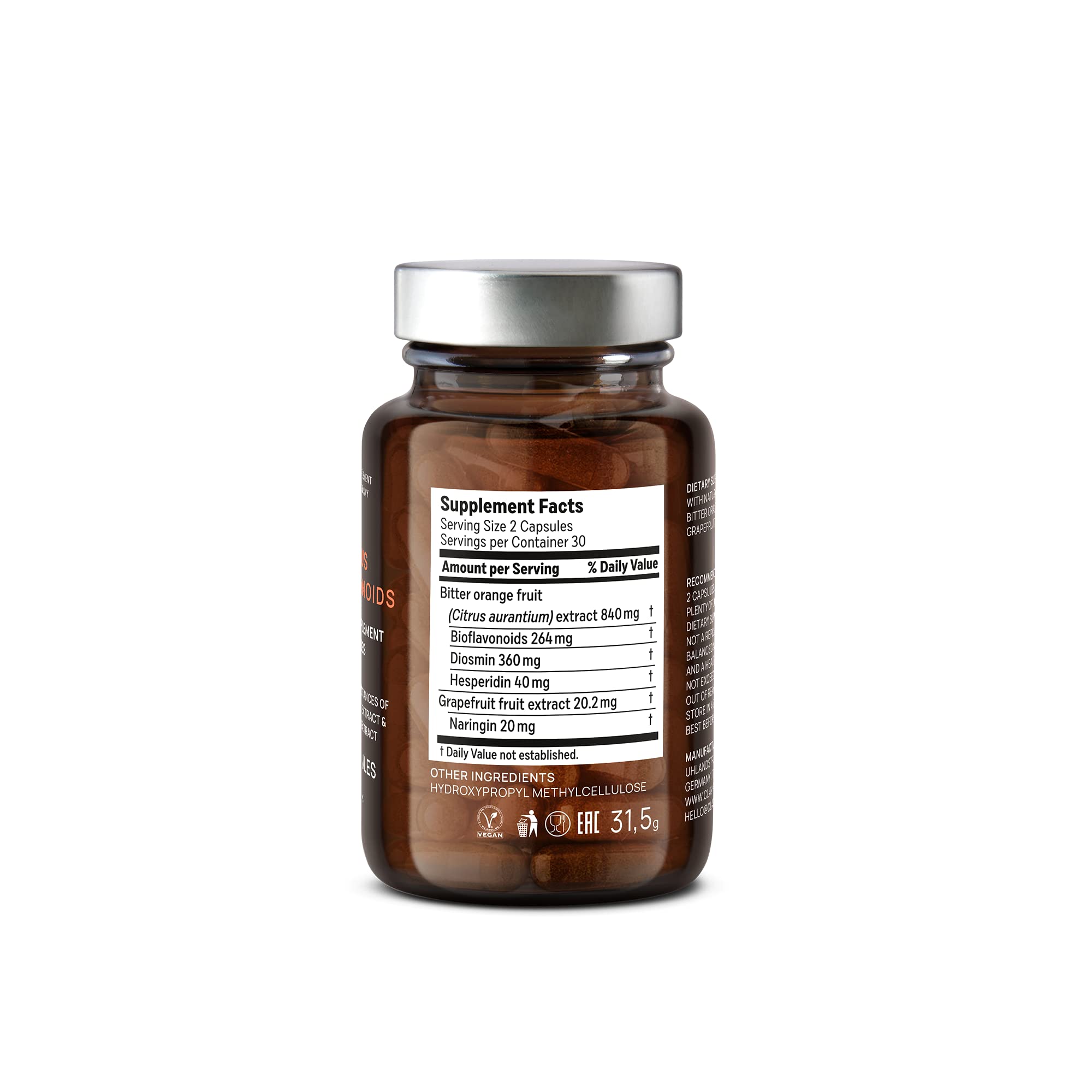 CLAV 60-capsule bottle cap view hints at a monthly supply.