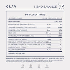 CLAV Meno Balance minerals icon, emphasizing iron and magnesium for energy metabolism.