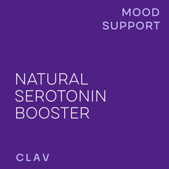 CLAV Mood Support Griffonia 5-HTP capsule signals serotonin-friendly mood support.