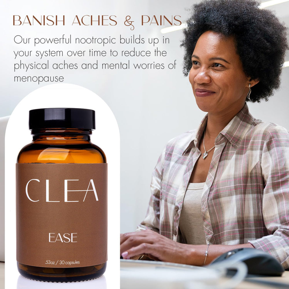 CLEA Midlife Ease woman relaxing to illustrate mood support.