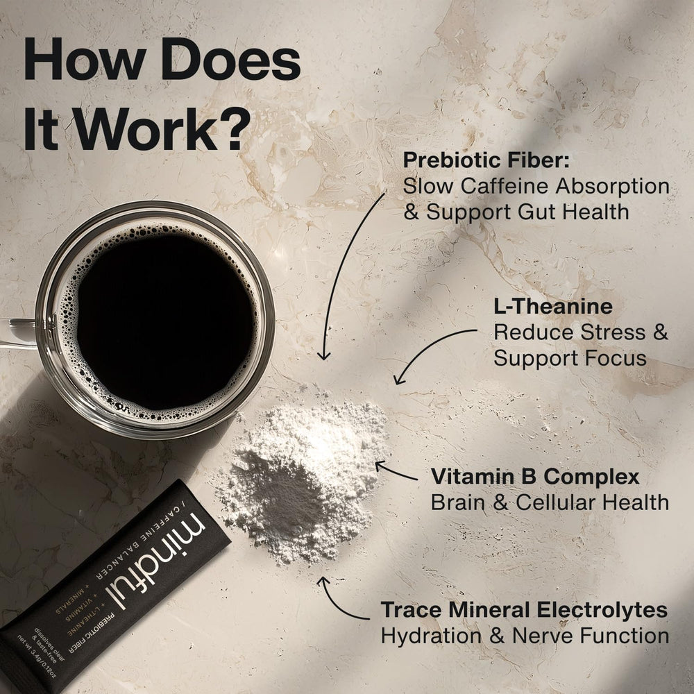 Clean Break Mindful coffee cup scene highlighting balanced caffeine experience.