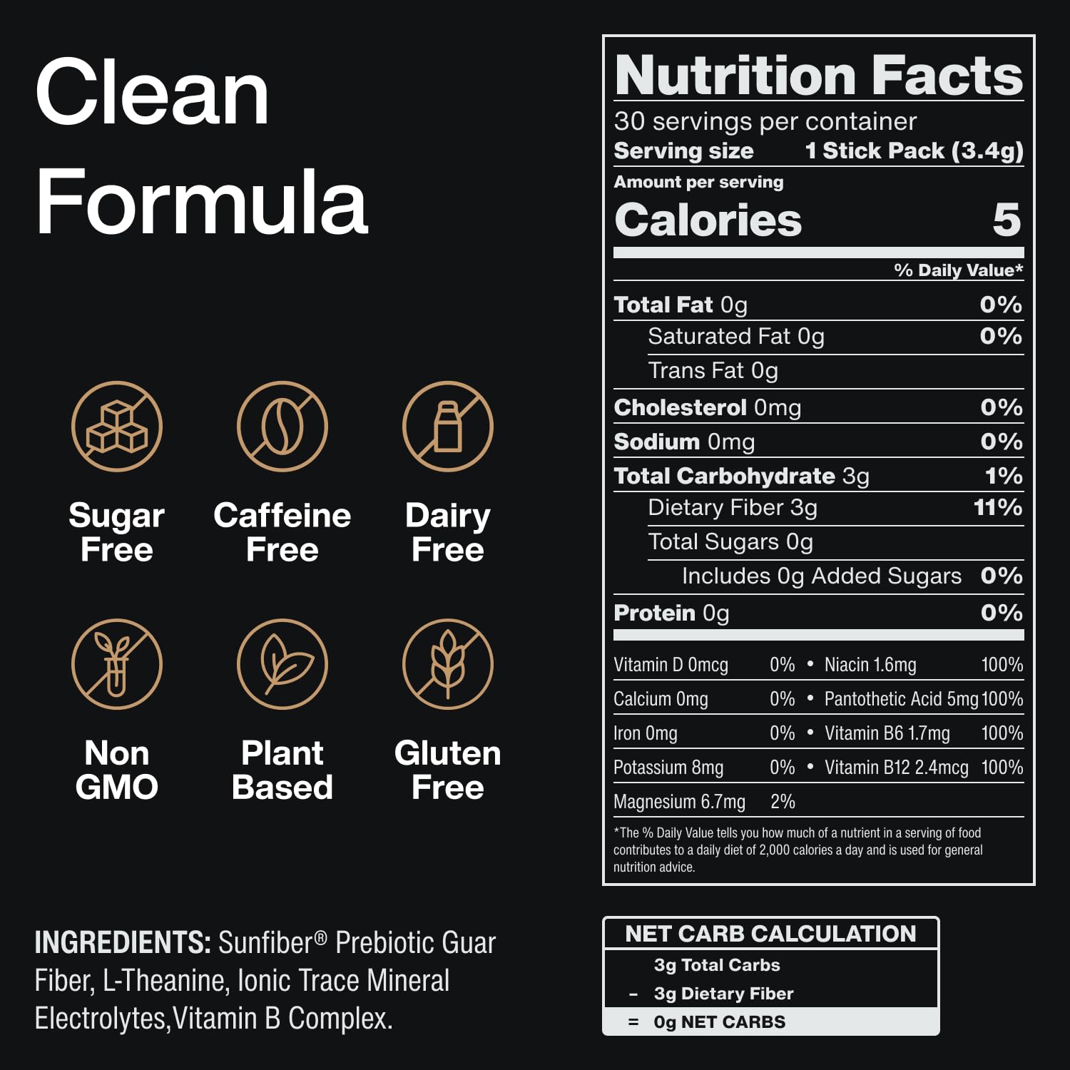 Clean Break Mindful ingredients banner shows l-theanine, magnesium, and B vitamins.