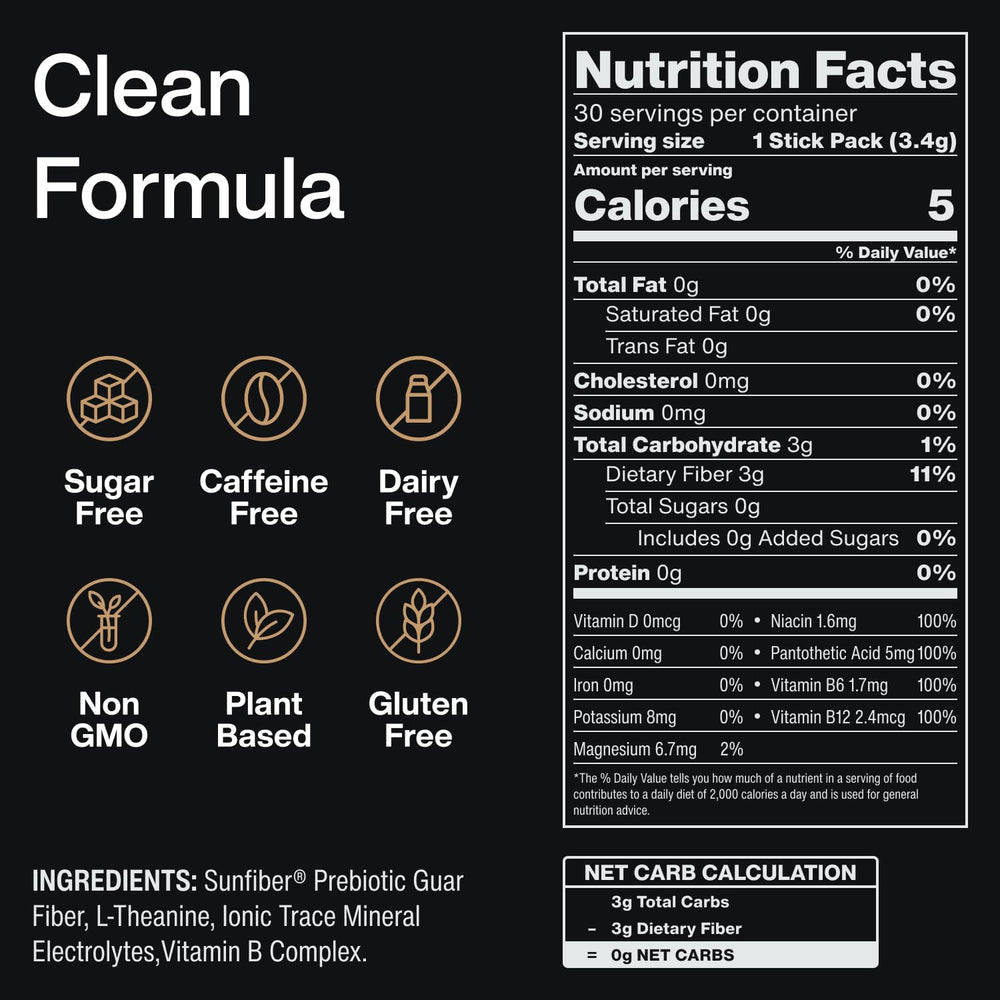 Clean Break Mindful ingredients banner shows l-theanine, magnesium, and B vitamins.
