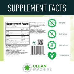 Clean Machine Vegan BCAA bottle shown for plant-based amino support.