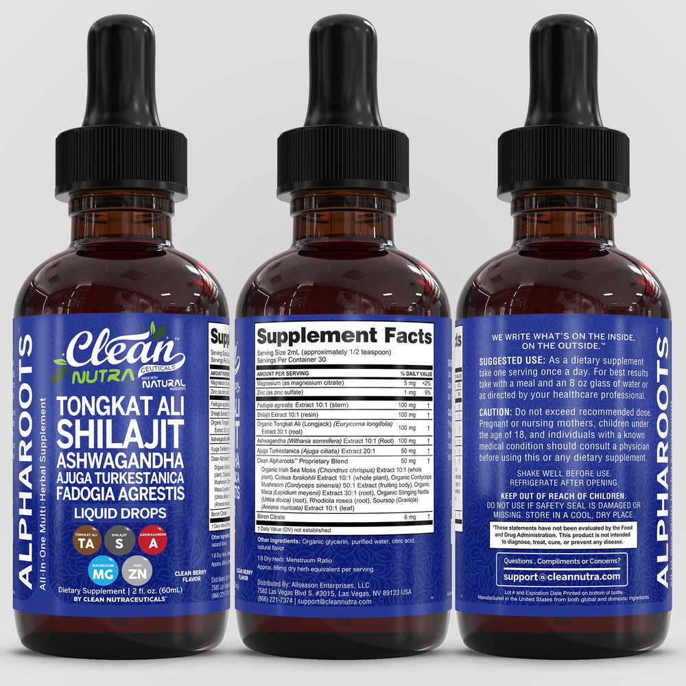 Clean Nutra All-in-One liquid drops bottle for daily wellness.