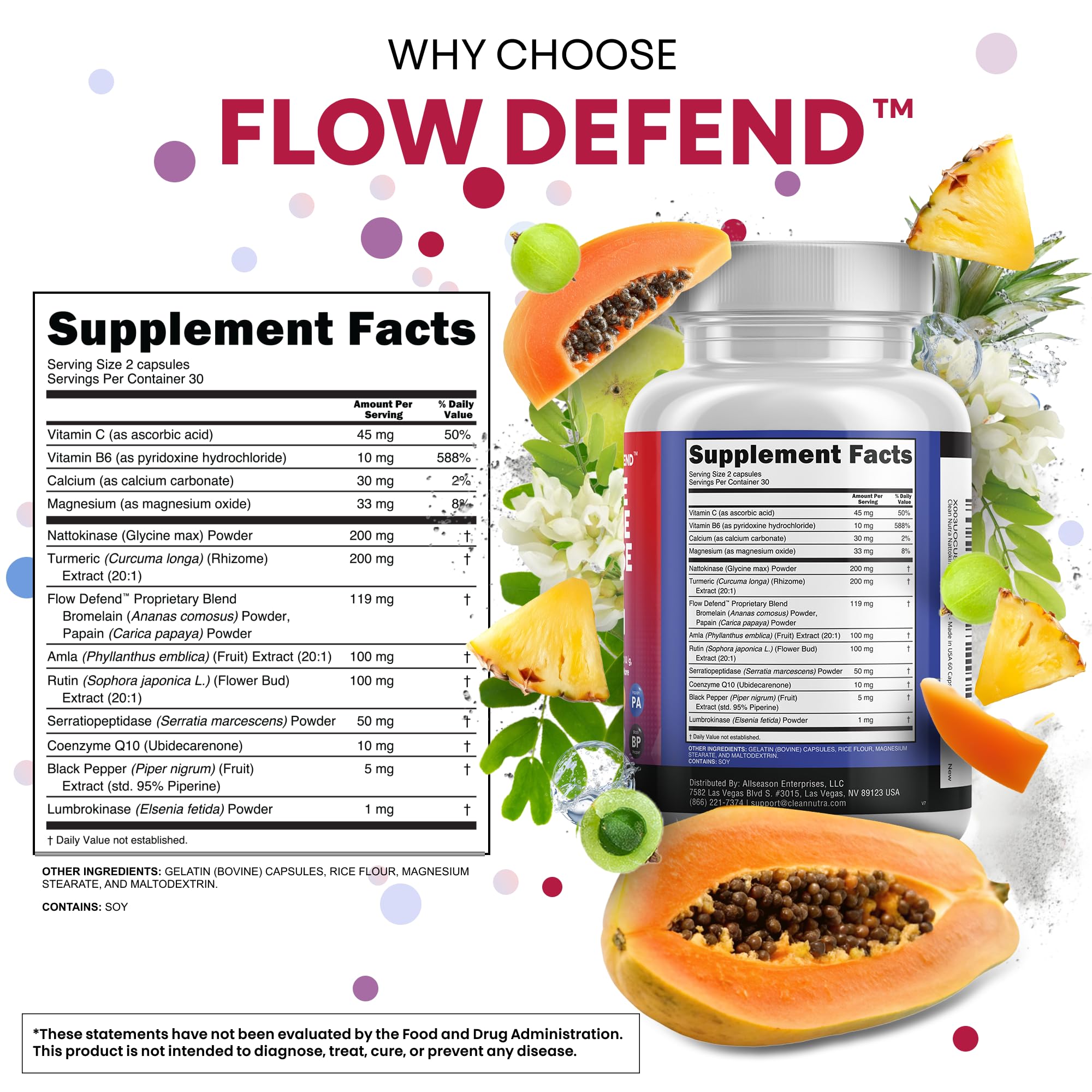 Clean Nutraceuticals bromelain papain papaya blend packaging shows nutritional enzymes