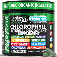 Clean Nutra Chlorophyll Capsules peppermint bottle promotes digestion refreshment