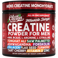 Clean Nutra Creatine Powder bottle displaying a clear label.