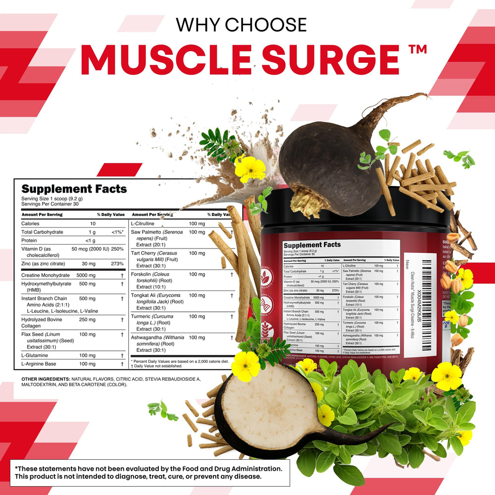 Close-up of Clean Nutra Creatine packaging and branding.