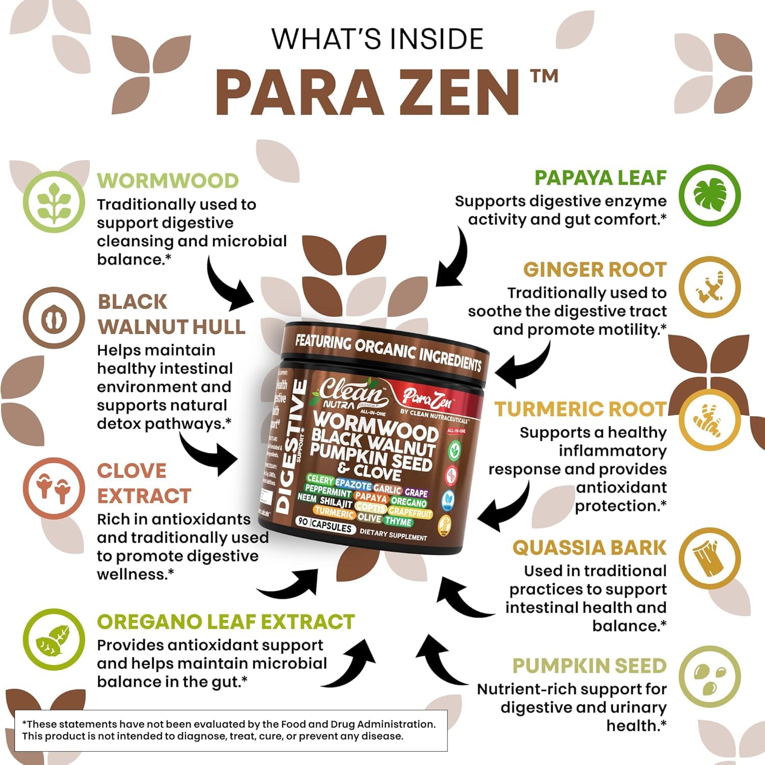 Clean Nutra Garlic extract cap highlights odor-controlled convenience for daily gut support.