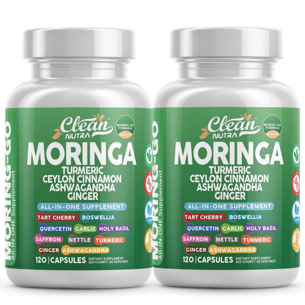 Clean Nutra Moring-Go bottle pour supports easy daily wellness routine