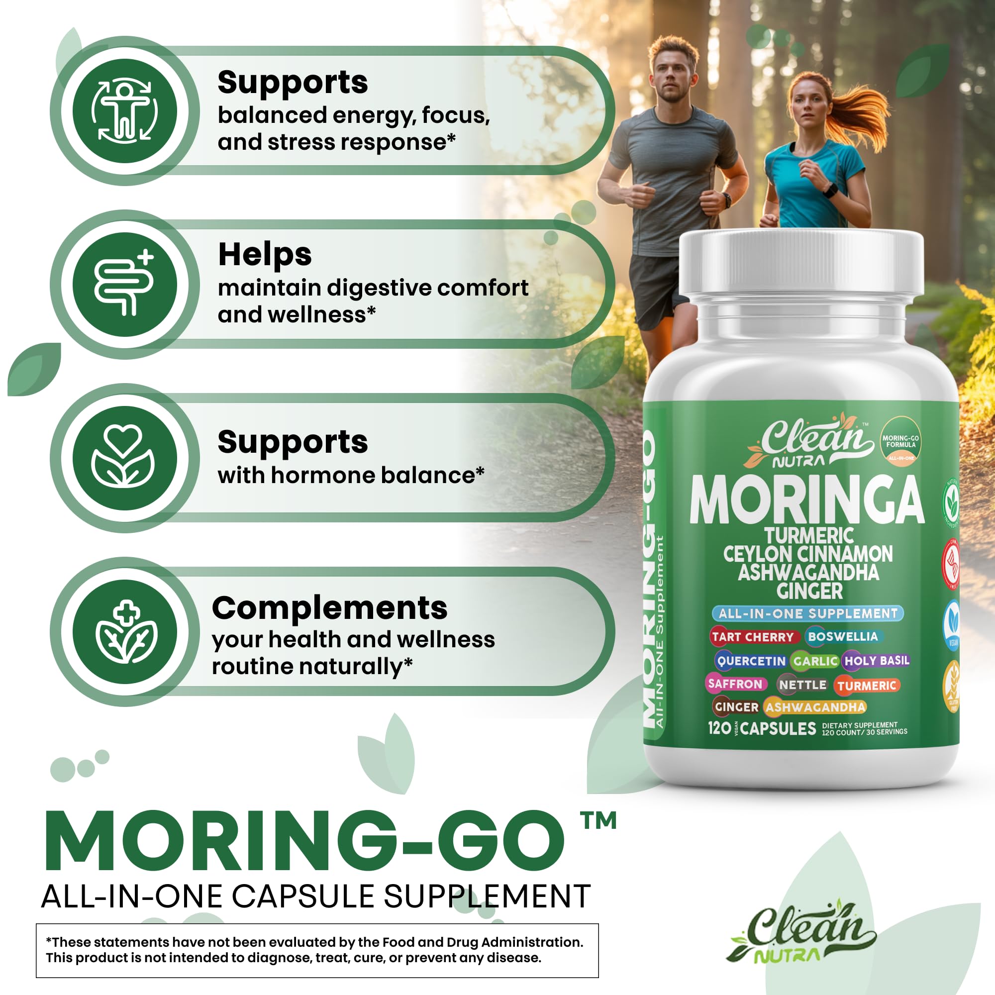 Clean Nutra Moring-Go full bottle on table ready for routine