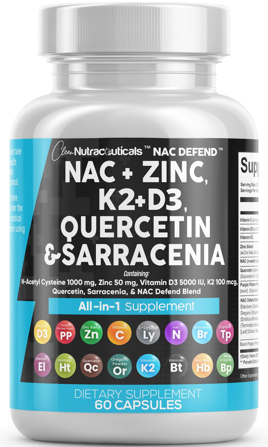 Clean Nutraceuticals NAC Defend bottle label shows 1000 mg NAC for daily support