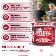 Beet root and cayenne imagery on label suggesting ingredients for circulation-friendly benefits.