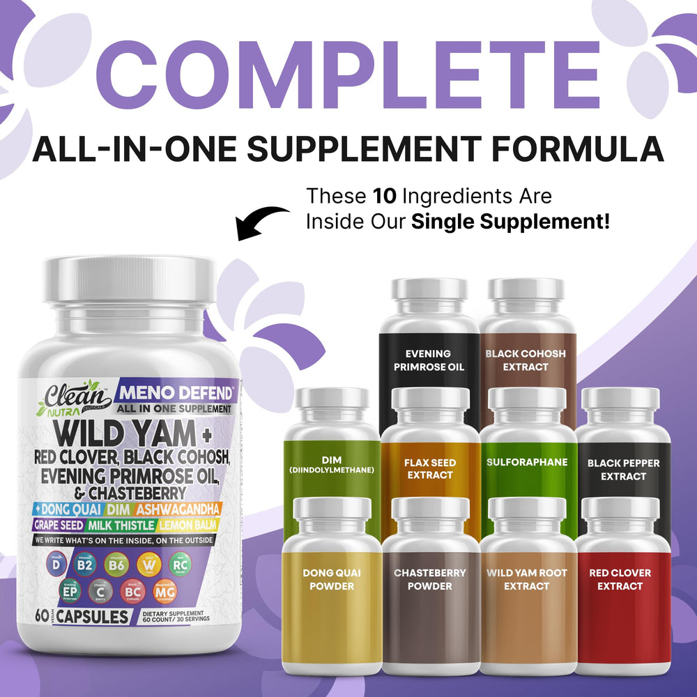 Clean Nutra Red Clover Capsules bottle highlighting plant-based balance