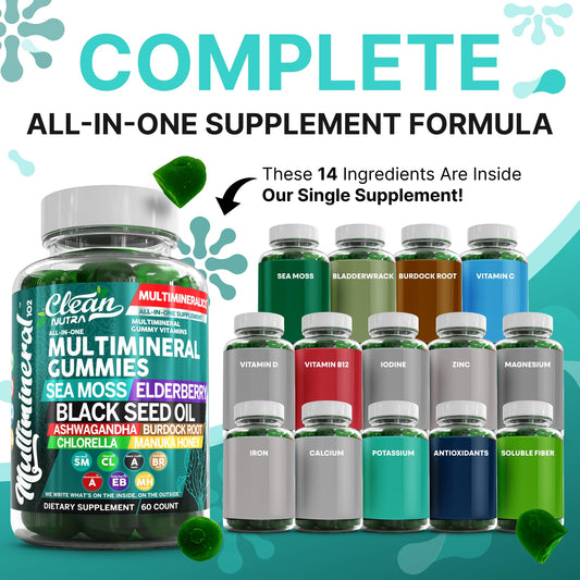 Clean Nutra Sea Moss Gummies bottle-open – convenient daily bite for families.