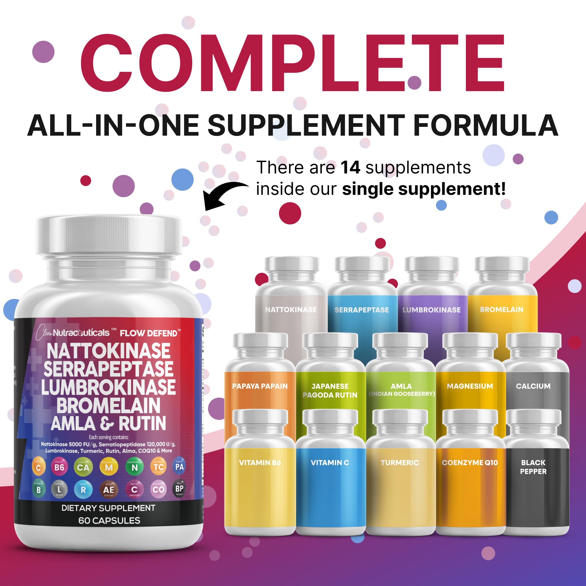 Clean Nutraceuticals serrapeptase label emphasizes high activity and reliability