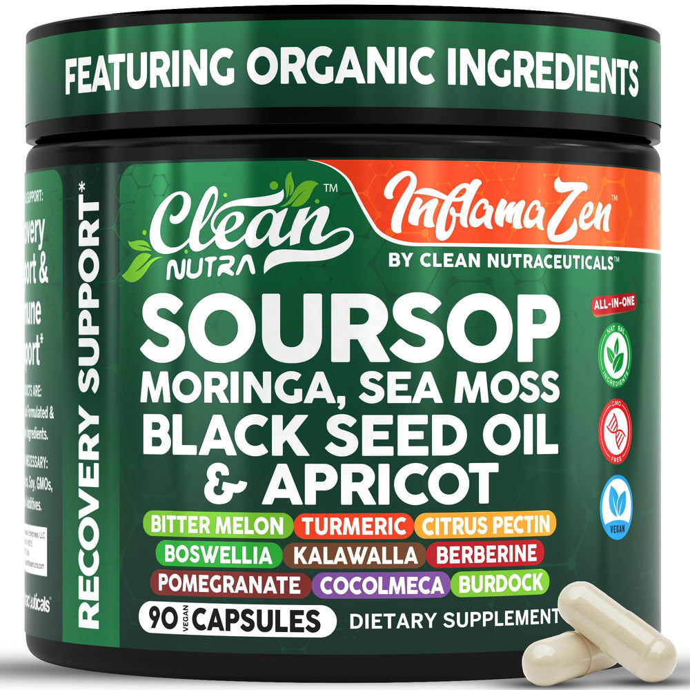 Clean Nutra Soursop supplement bottle shows antioxidant-focused formula
