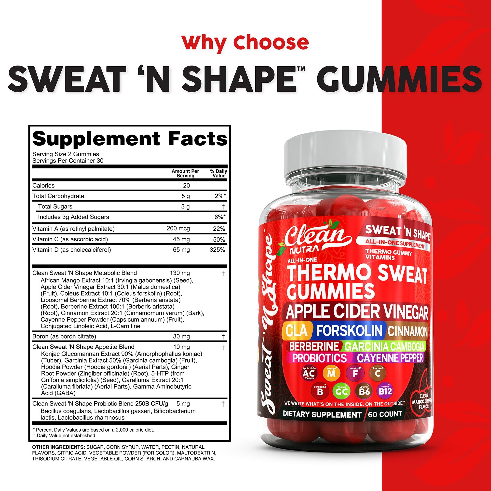 Clean Nutra Sweat N' Shape garcinia cambogia supporting appetite control for active living.