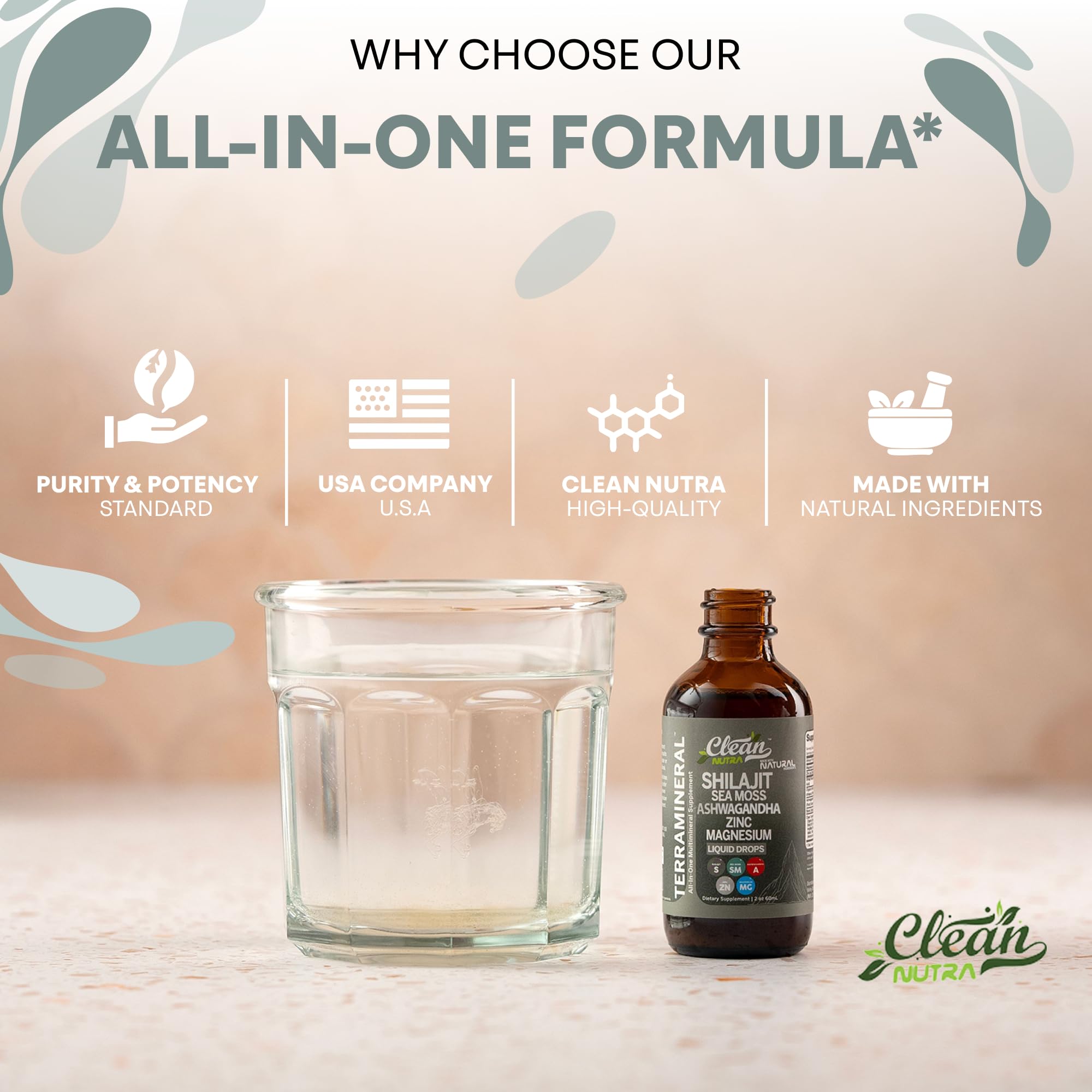 Terra Mineral Shilajit drops easily mix into water or smoothies for daily use.