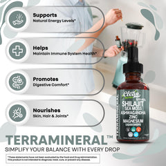 Magnesium and zinc minerals in Terra Mineral Shilajit drops support daily wellness.