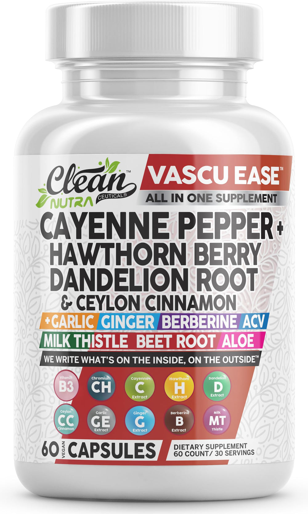 Clean Nutra Vascu Ease capsules bottle for vascular wellness support