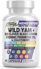 Clean Nutra Wild Yam Root Capsules bottle for convenient menopause support