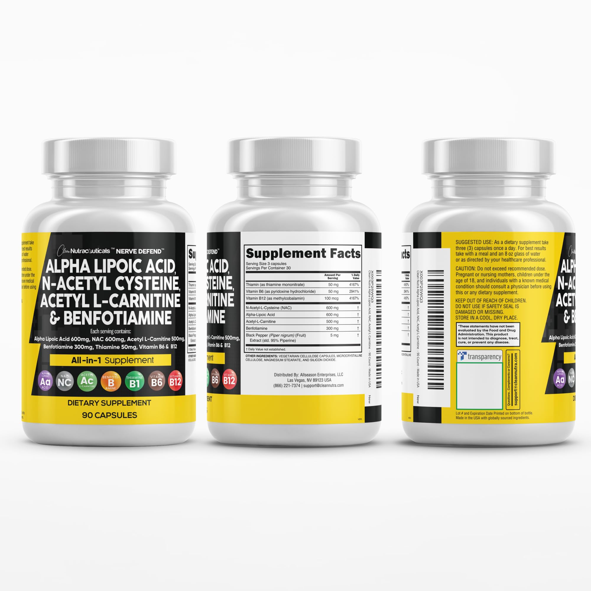90-capsule bottle with label detail from Clean Nutraceuticals.