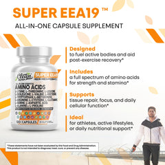 Clean Nutraceuticals amino acids bottle open demonstrates quick, easy access during busy days