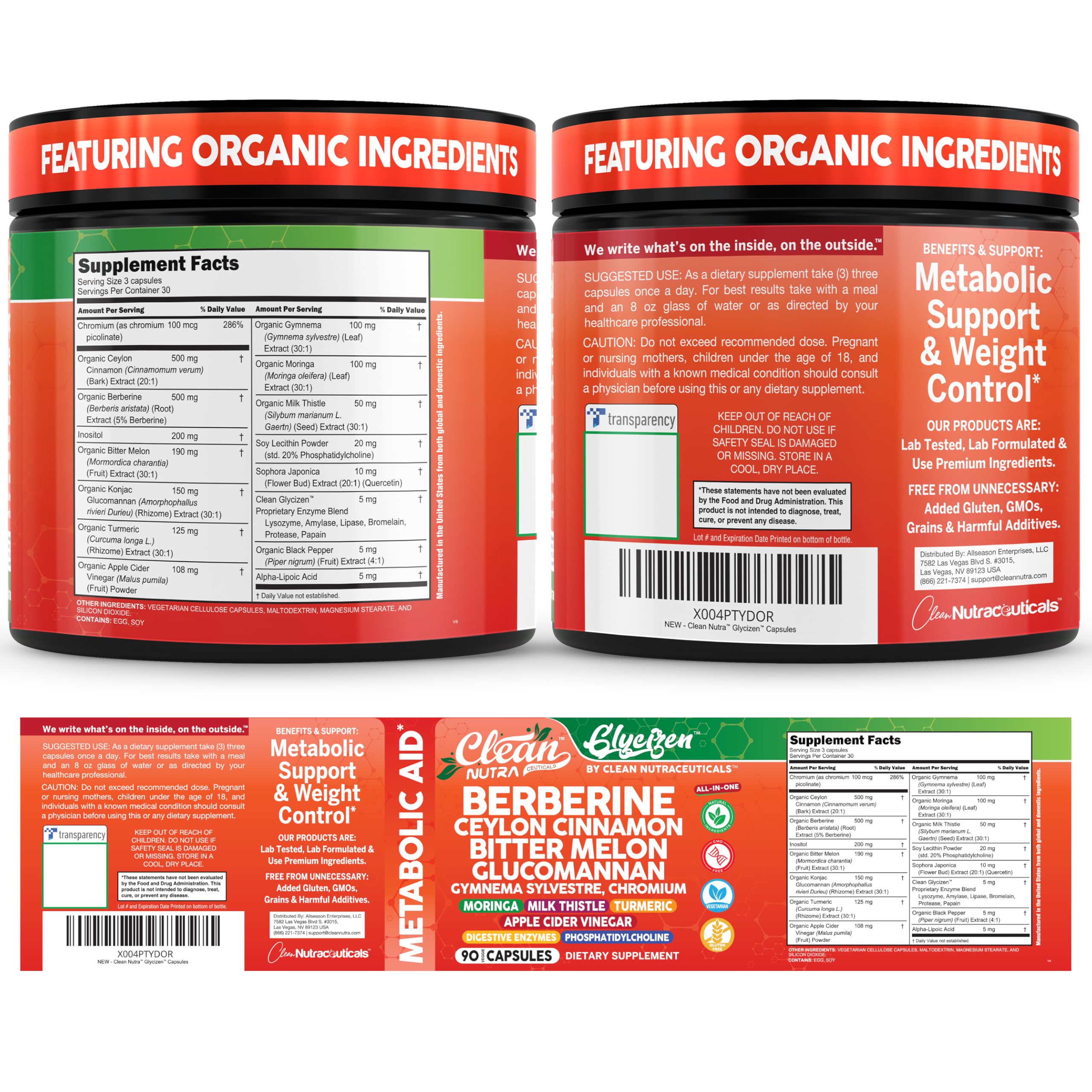 Clean Nutraceuticals apple cider vinegar digestive enzyme capsules bottle promoting digestive comfort