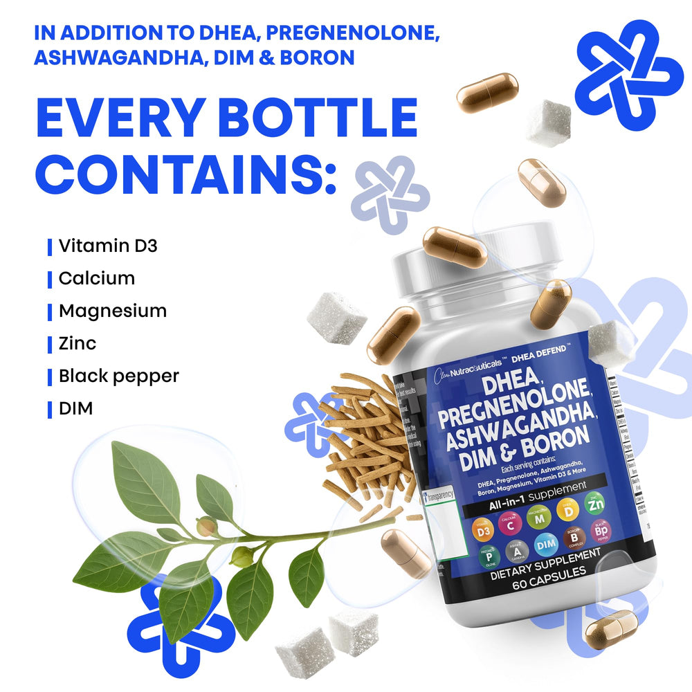 Clean Nutraceuticals Ashwagandha bottle emphasizing stress resilience and overall well-being.