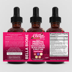 Red clover and probiotic blend in Bella Biotics for gut flora balance