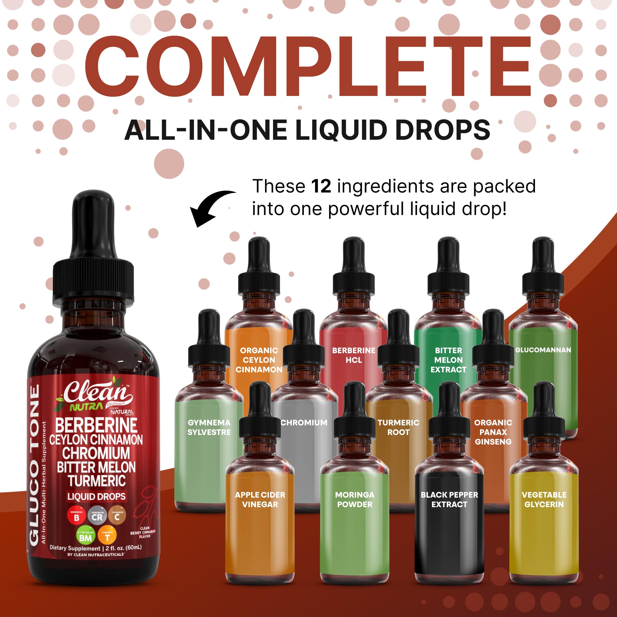 Clean Nutraceuticals Berberine Apple Cider Drops bottle supports daily immune health.