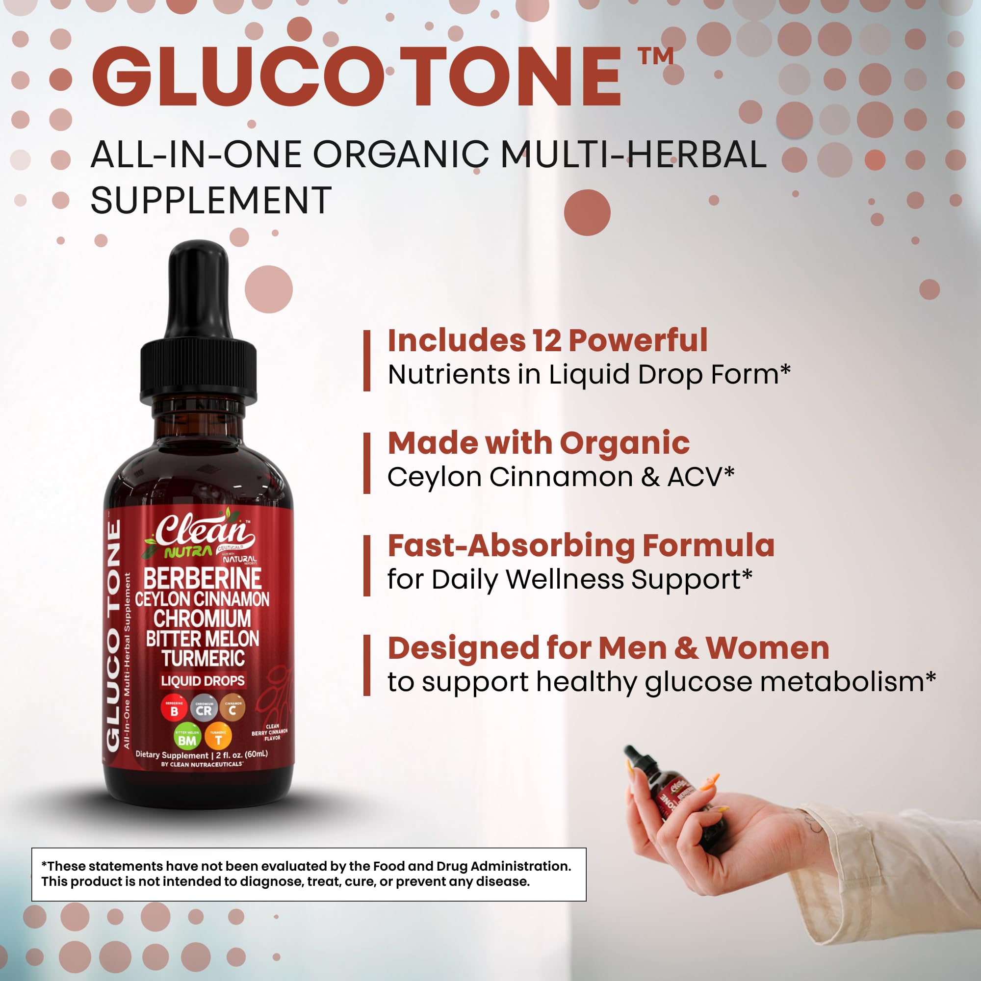 Clean Nutraceuticals Berberine Bitter Melon Drops bottle for balanced wellness.