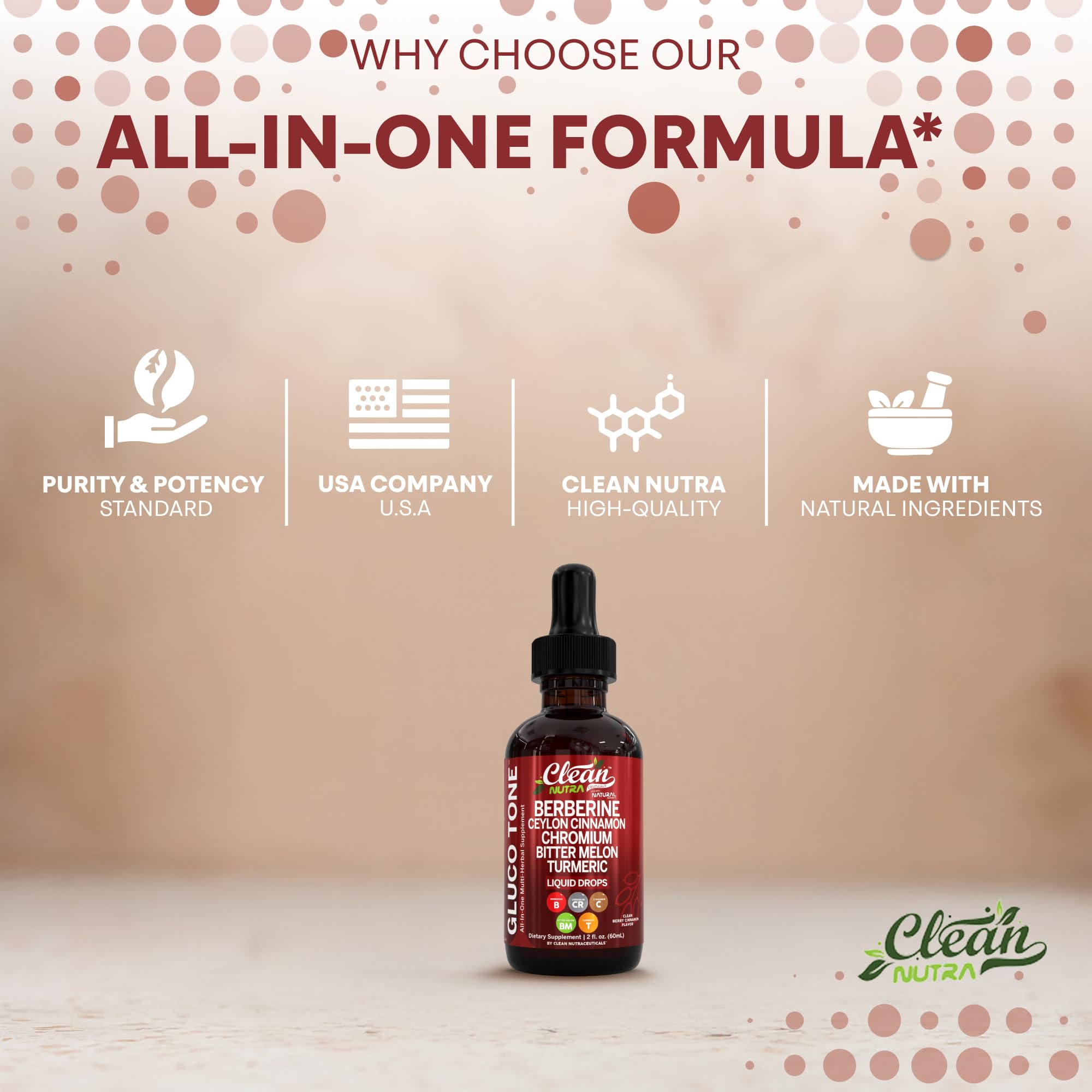 Clean Nutraceuticals Berberine Chromium Drops bottle complements mineral support today.